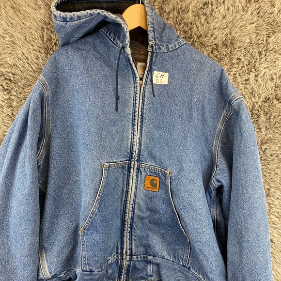 carhartt denim hooded jacket